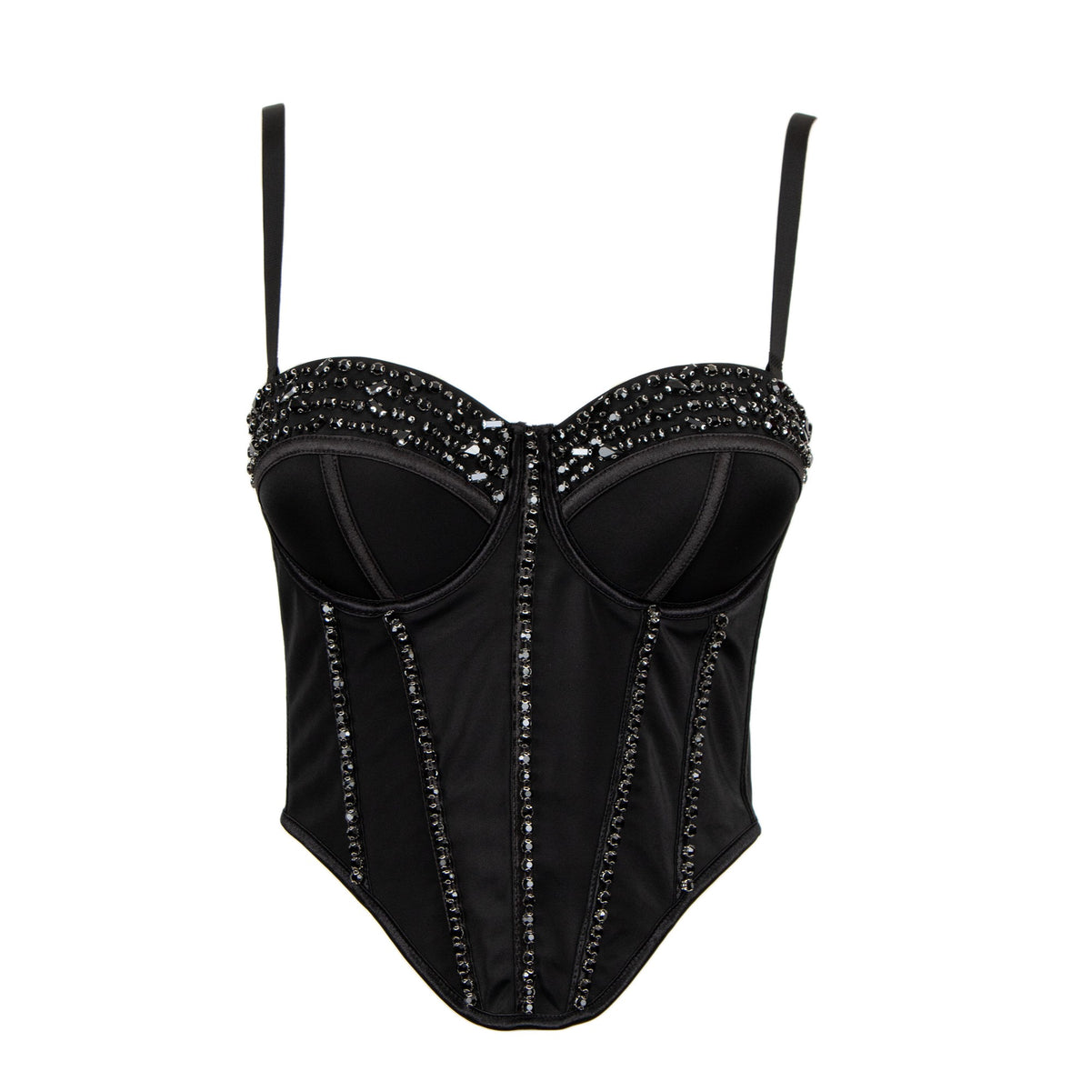 Noir Crystal Bustier Top