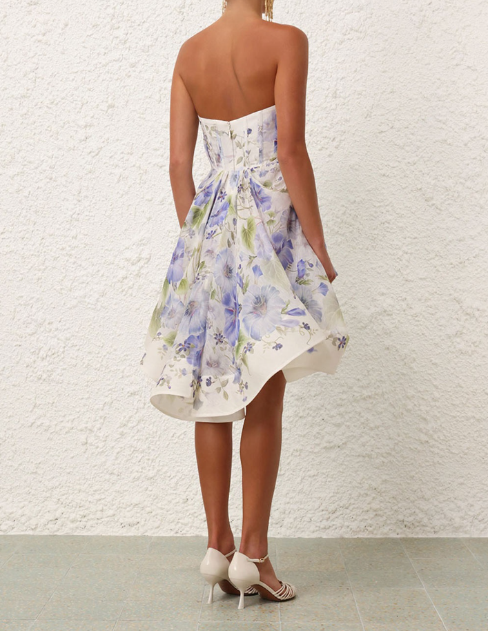 Blue embroidered mini dress