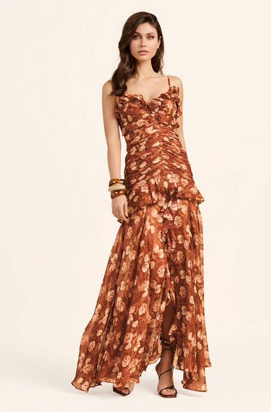Golden Ember Bloom Maxi Dress