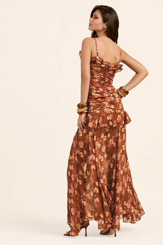 Golden Ember Bloom Maxi Dress