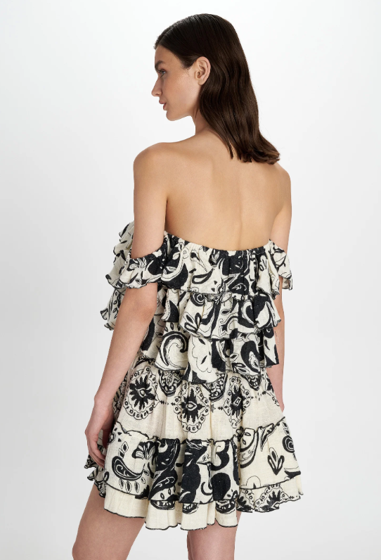 Black & White Printed Off-Shoulder Set