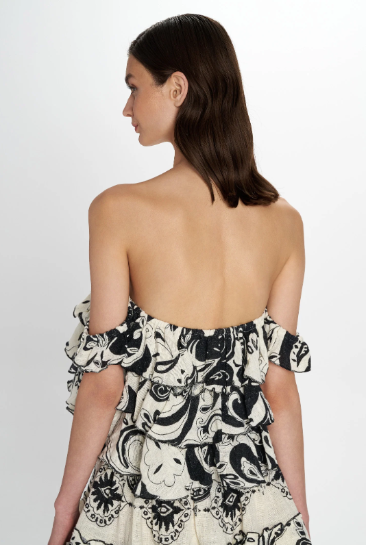 Black & White Printed Off-Shoulder Set