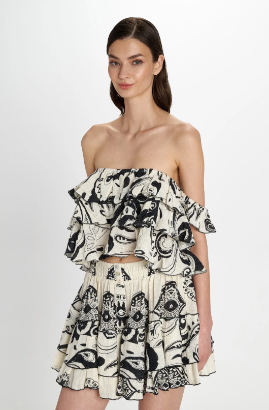 Black & White Printed Off-Shoulder Set