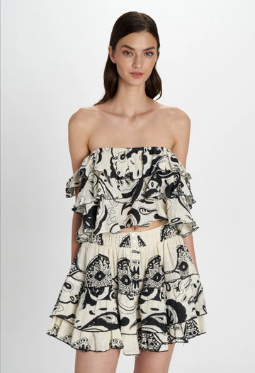 Black & White Printed Off-Shoulder Set