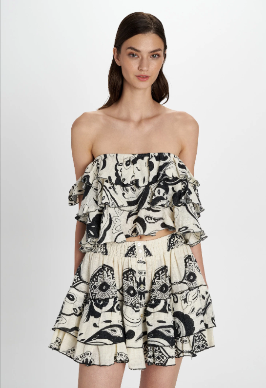 Black & White Printed Off-Shoulder Set