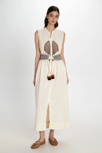Ivory Embroidered Shirt Dress