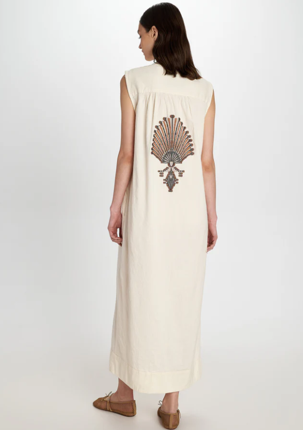 Ivory Embroidered Shirt Dress