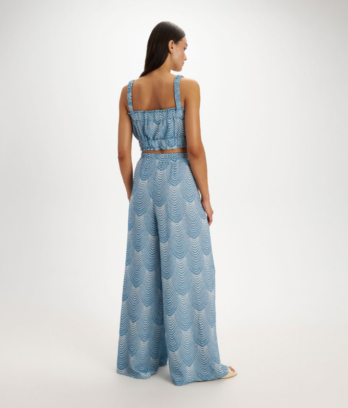 Scallop Print Crop & Wide-Leg Set