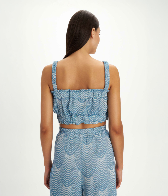 Scallop Print Crop & Wide-Leg Set