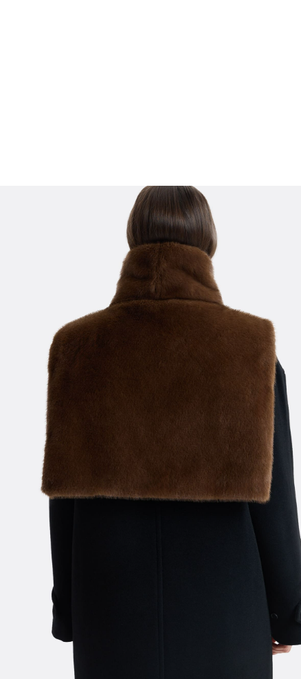 Mocha Faux Fur Funnel-Neck Vest