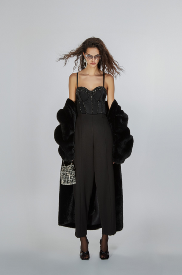 Noir Crystal Bustier Top