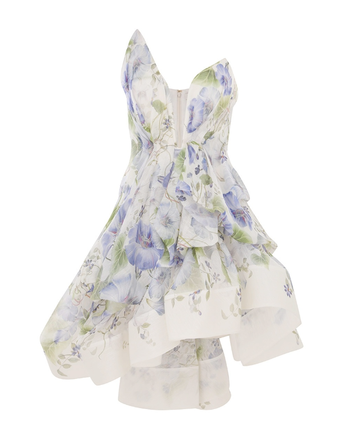 Blue embroidered mini dress