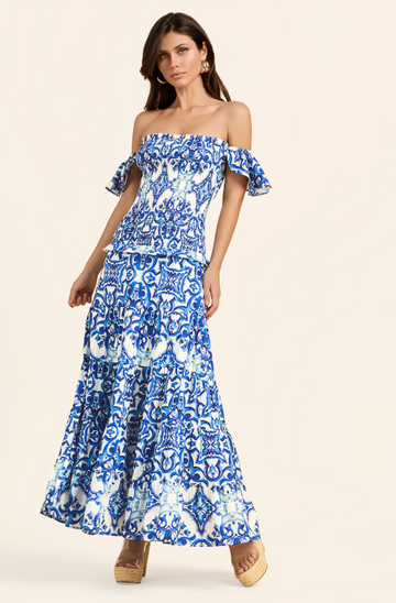 Off Shoulder Tiered Midi Dress