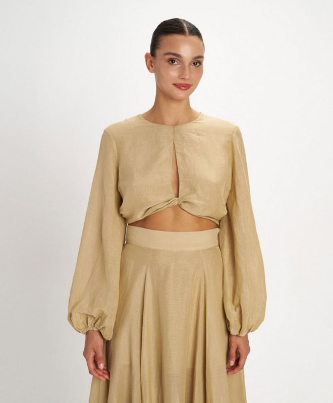Golden Linen Two-Piece Set