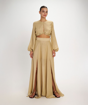 Golden Linen Two-Piece Set