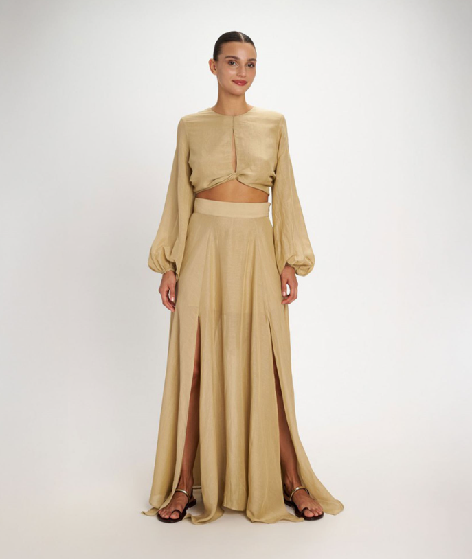 Golden Linen Two-Piece Set