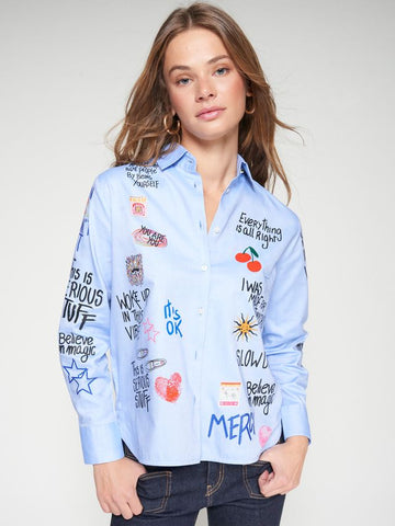 Graffiti Oxford Blue Shirt