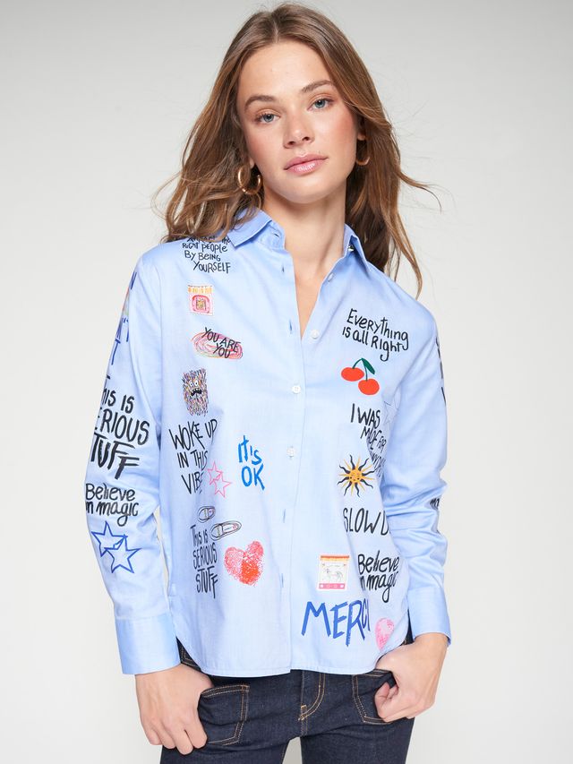 Graffiti Oxford Blue Shirt
