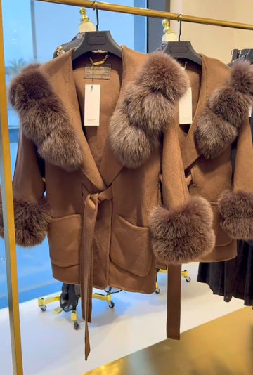 Camel Luxe Fox Coat