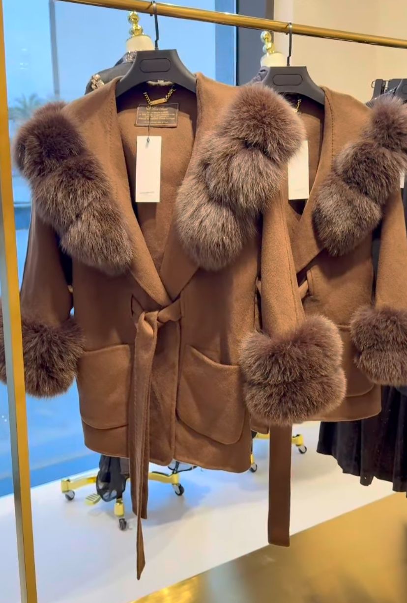 Camel Luxe Fox Coat