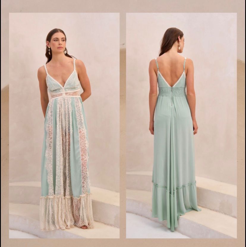 Mint Whisper Lace Maxi Dres