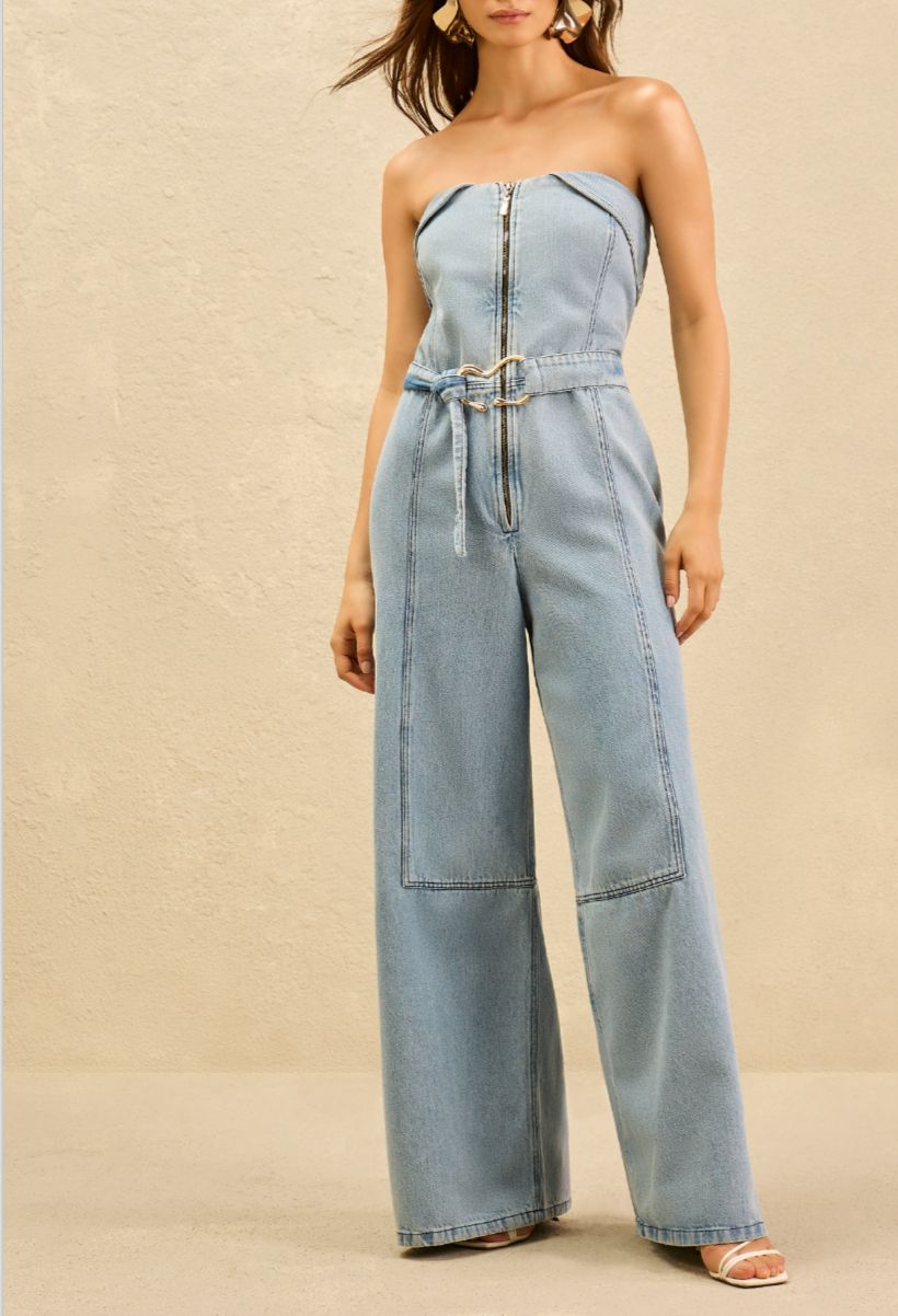 Skyline Strapless Denim Jumpsuit