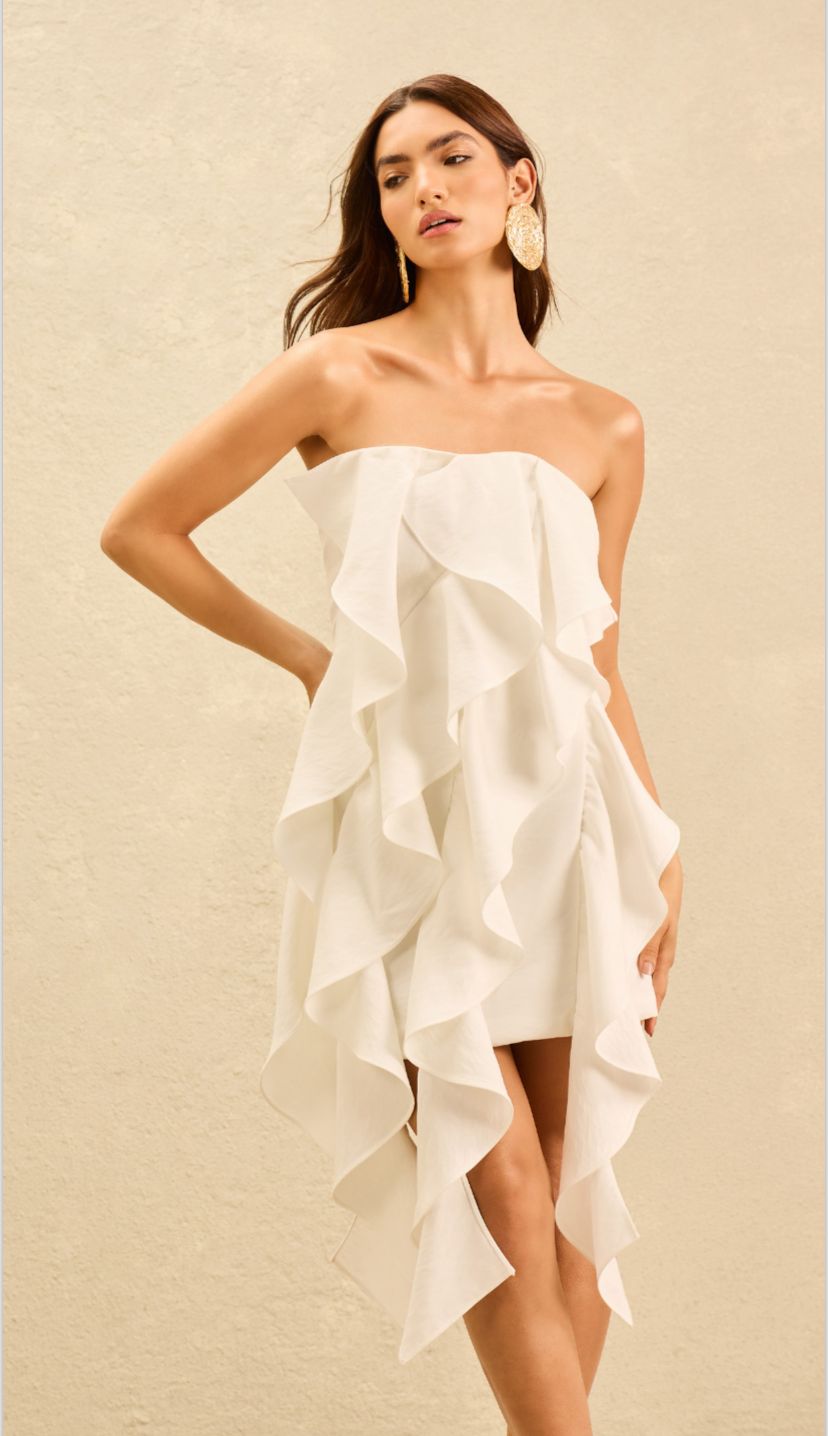 Off-White Flowy Ruffle Dress