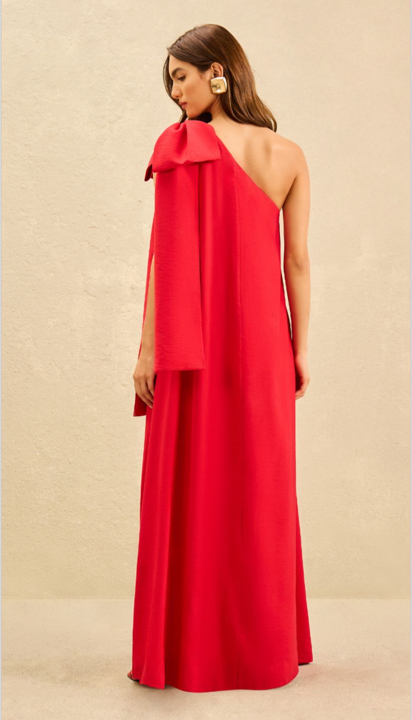 Red One Shoulder Maxi Dress