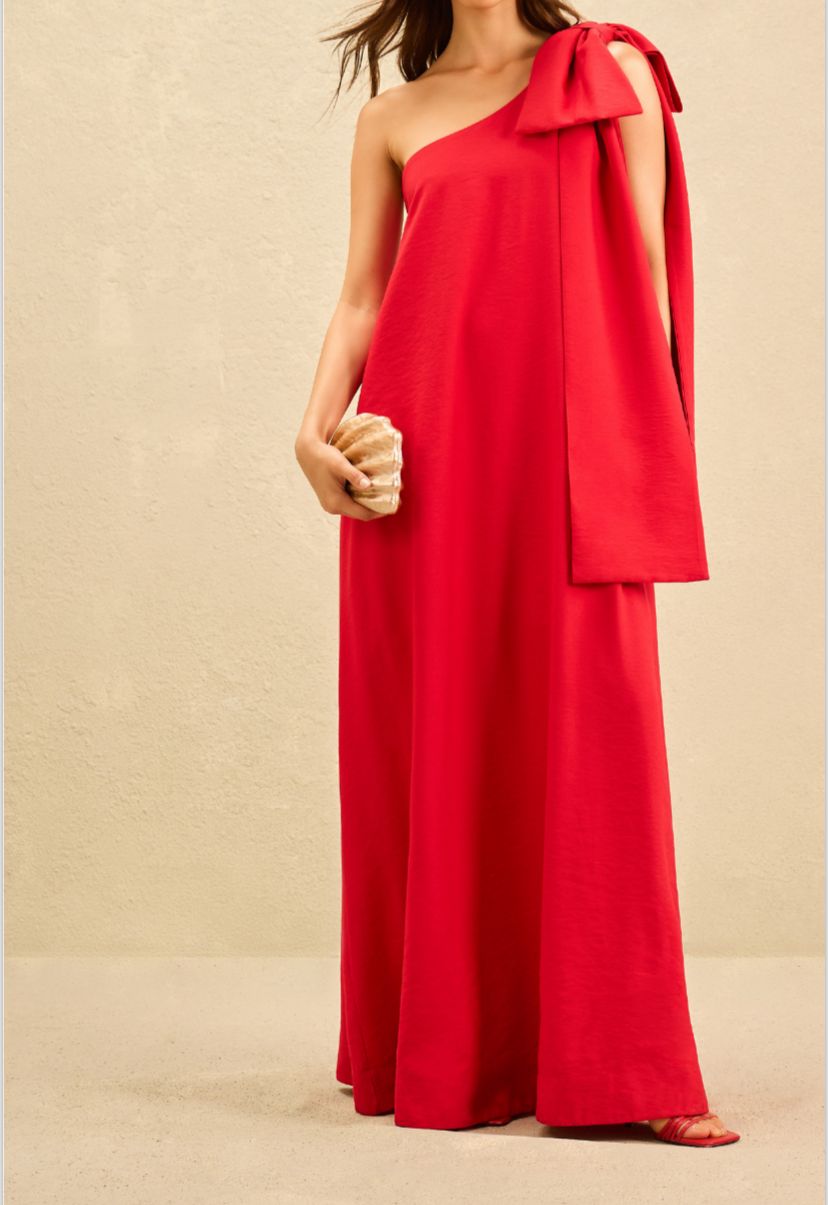 Red One Shoulder Maxi Dress