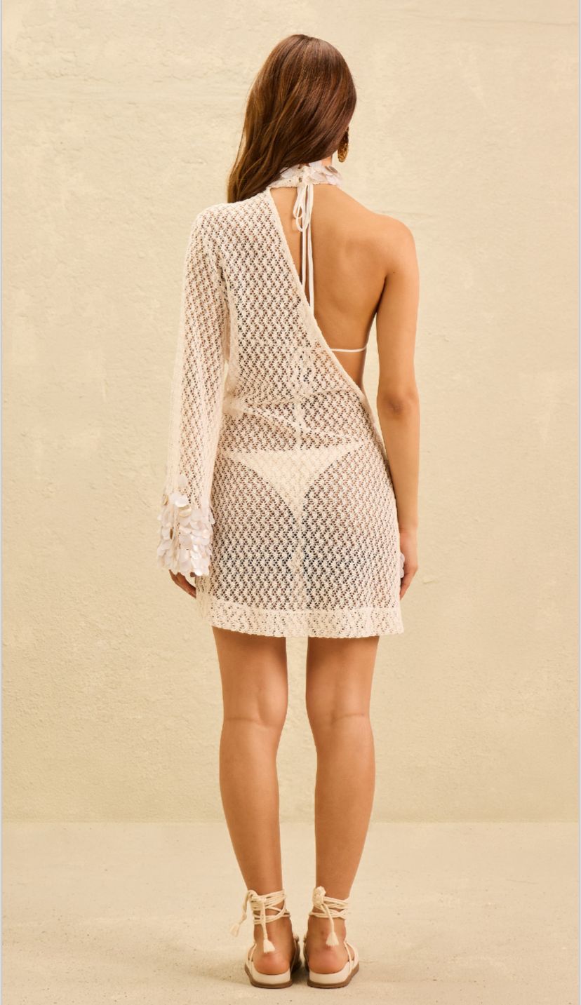 White crochet mini dress