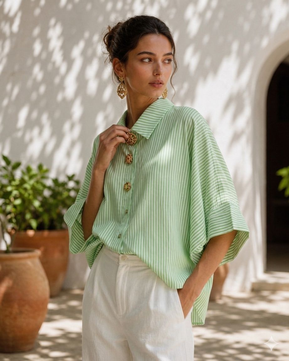 Sage Breeze Striped Shirt