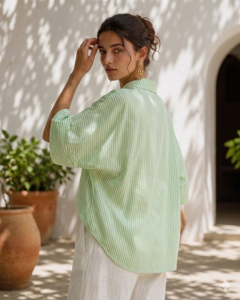 Sage Breeze Striped Shirt