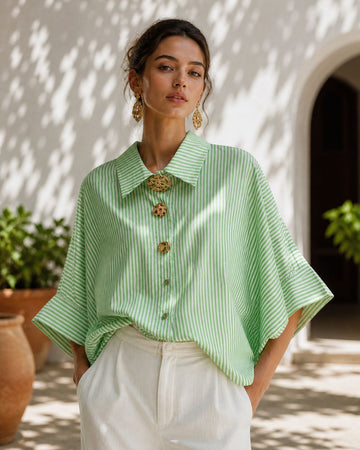 Sage Breeze Striped Shirt