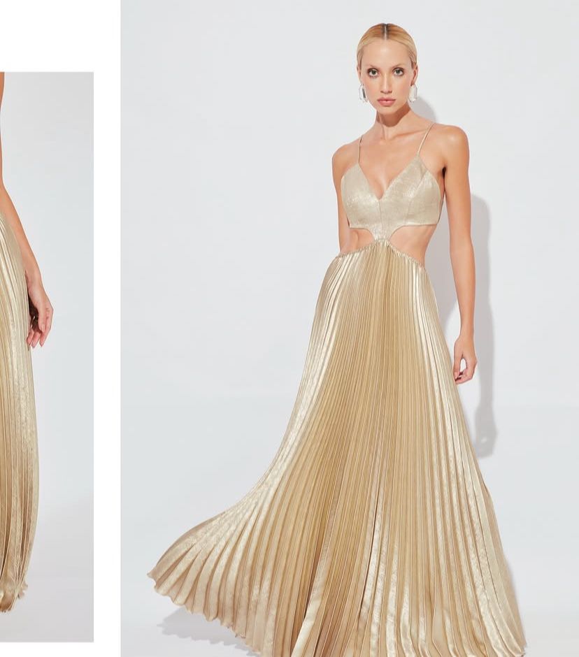Golden Mirage Pleated Gown