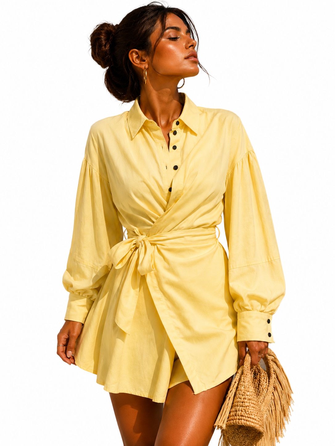 Golden Hour Wrap Shirt Dress