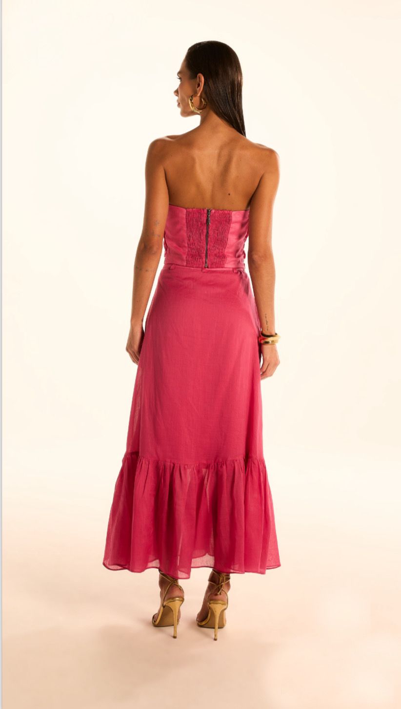 Fuchsia Bloom Corset & Maxi Skirt Set