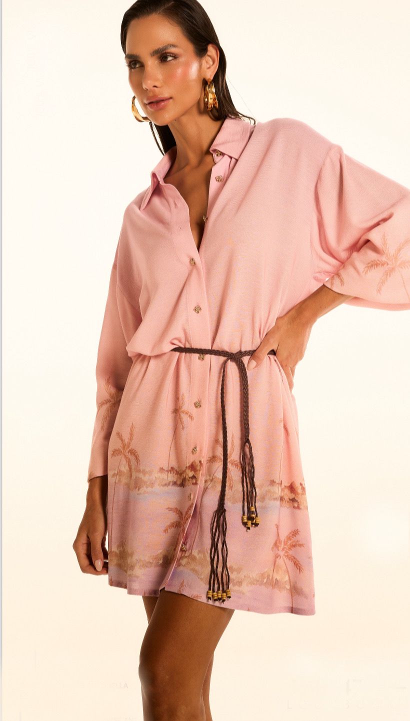 Pink Horizon Shirt Dress Set