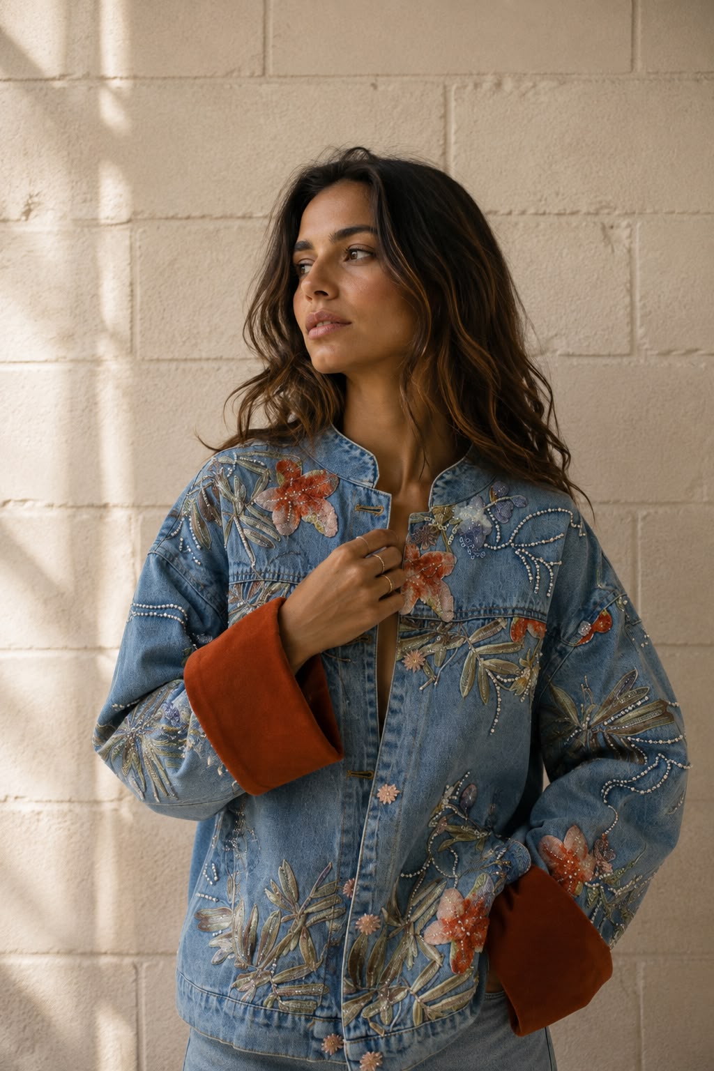 Embellished Sequin Denim Jacket