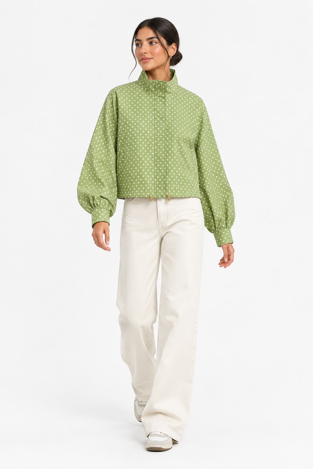 Sage Polka Cropped Jacket
