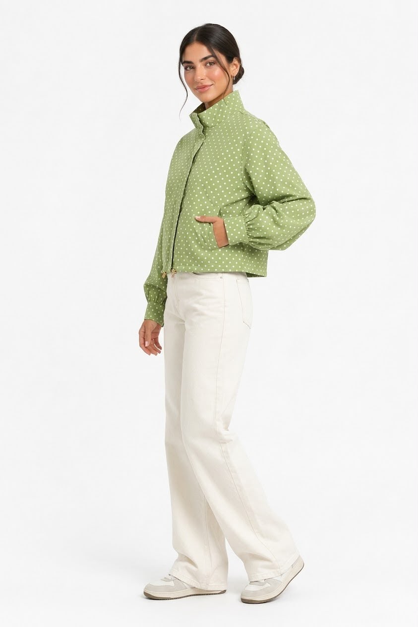 Sage Polka Cropped Jacket