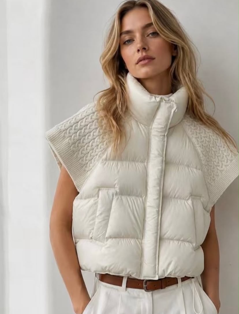 Knit-Sleeve Puffer Vest