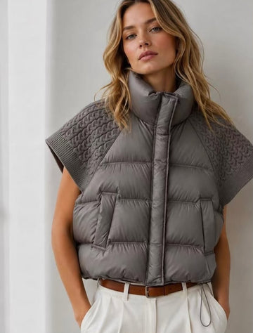 Knit-Sleeve Puffer Vest