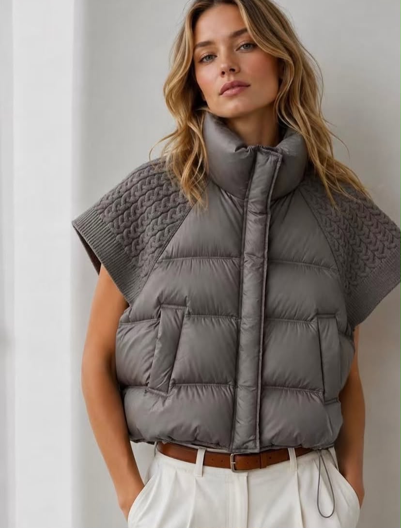 Knit-Sleeve Puffer Vest