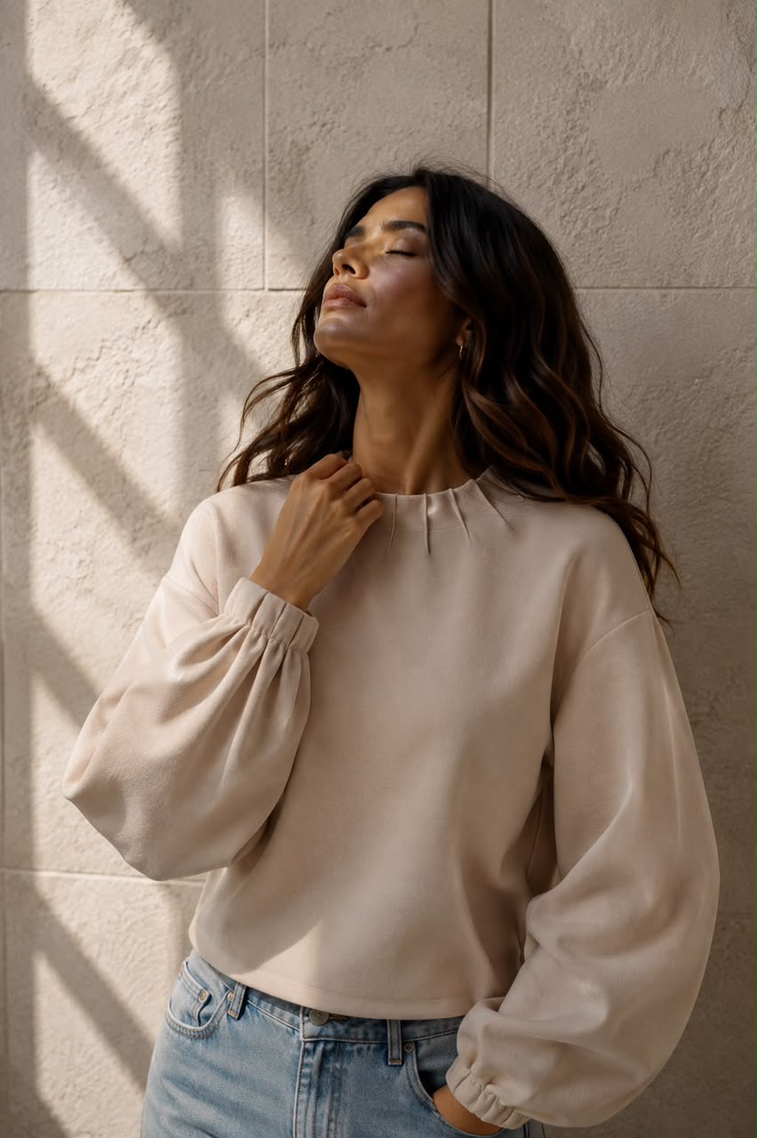 Luna Balloon-Sleeve Blouse