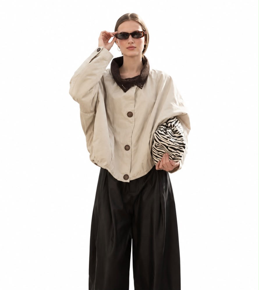 Oversized Batwing Cropped Jacket