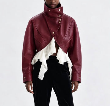 The Bordeaux Cropped Moto Jacket