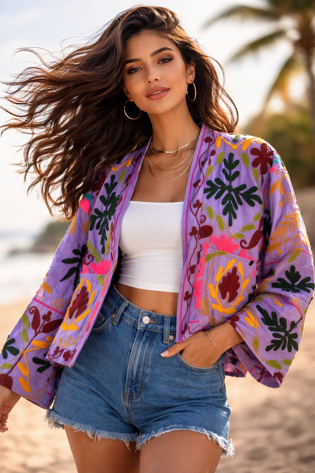 Tropical Bloom Embroidered jacket