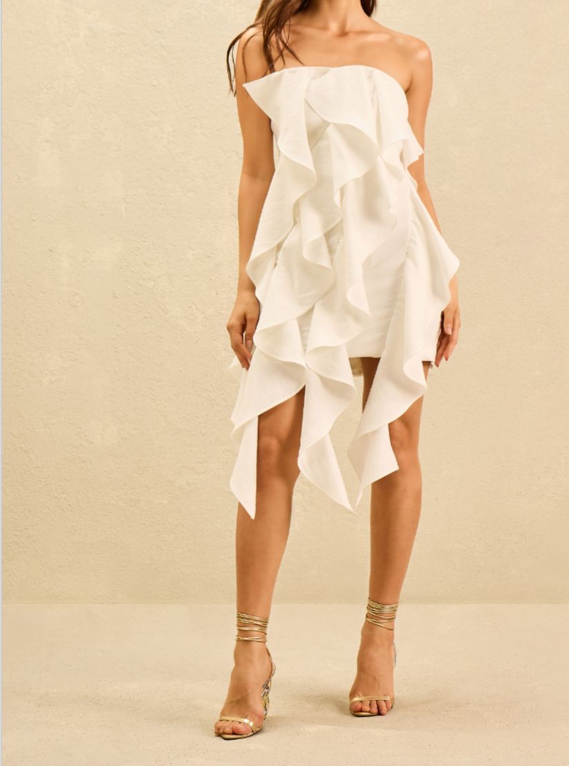 Off-White Flowy Ruffle Dress
