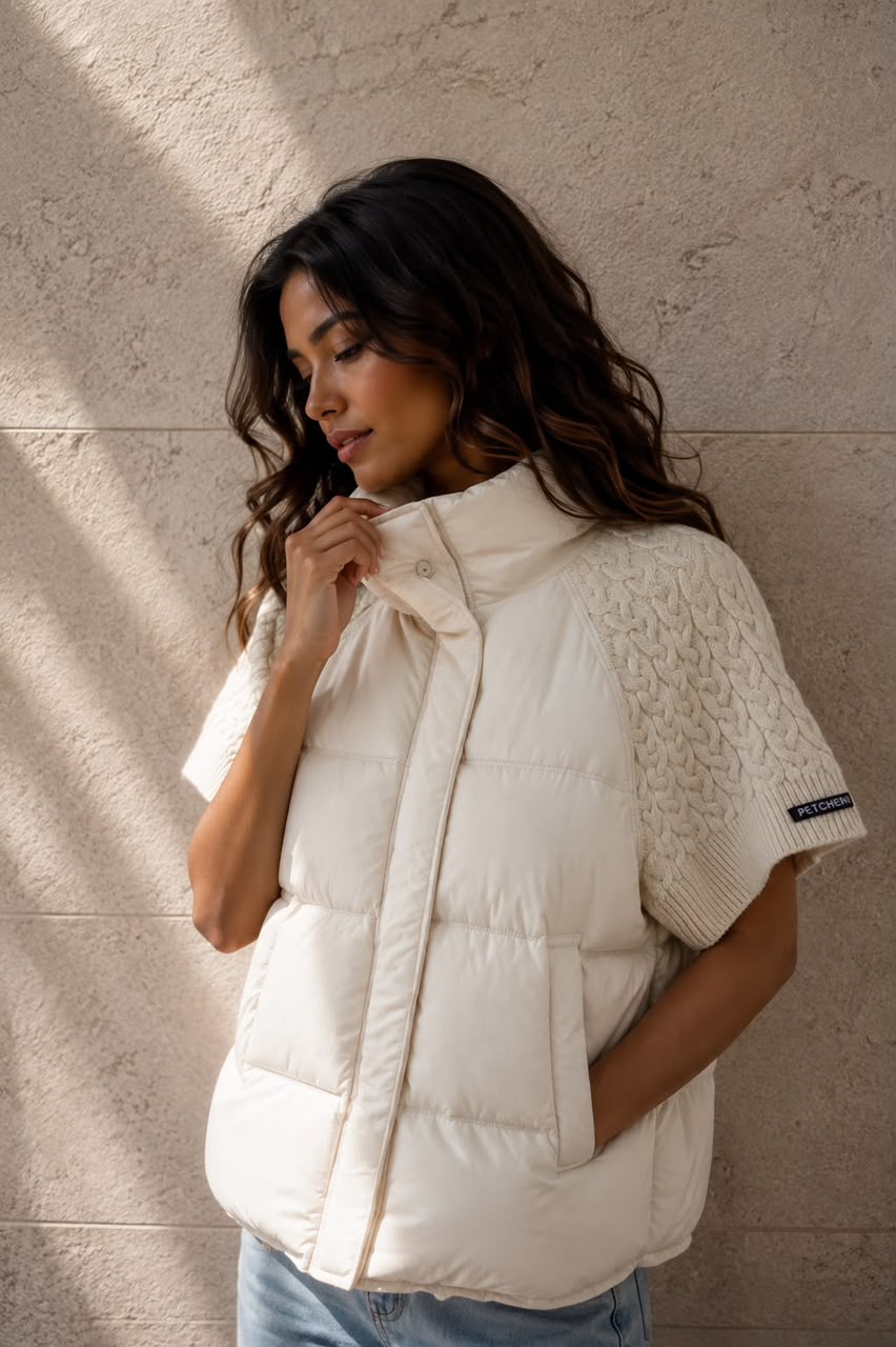 Knit-Sleeve Puffer Vest
