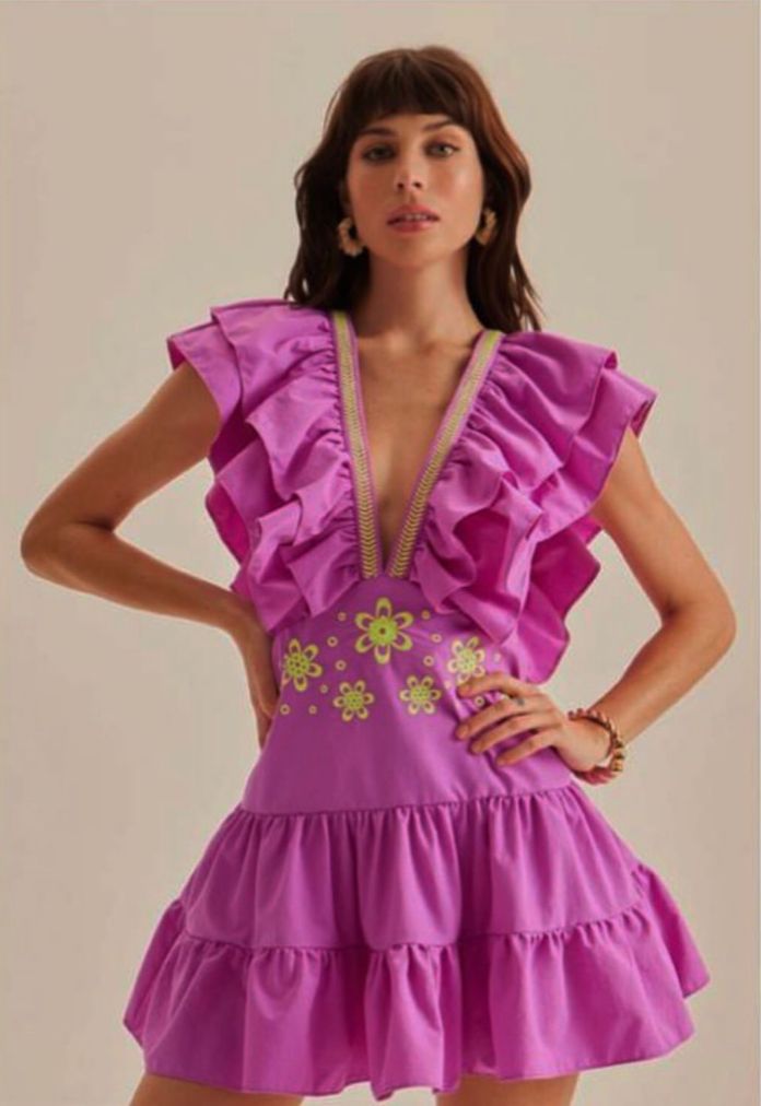 Fuchsia Garden Ruffle Mini Dress